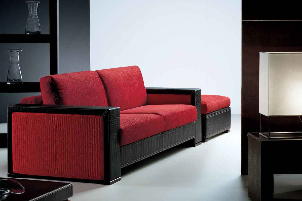 Formerin Moore Sofa 210 cm in Fabric - Black/Red