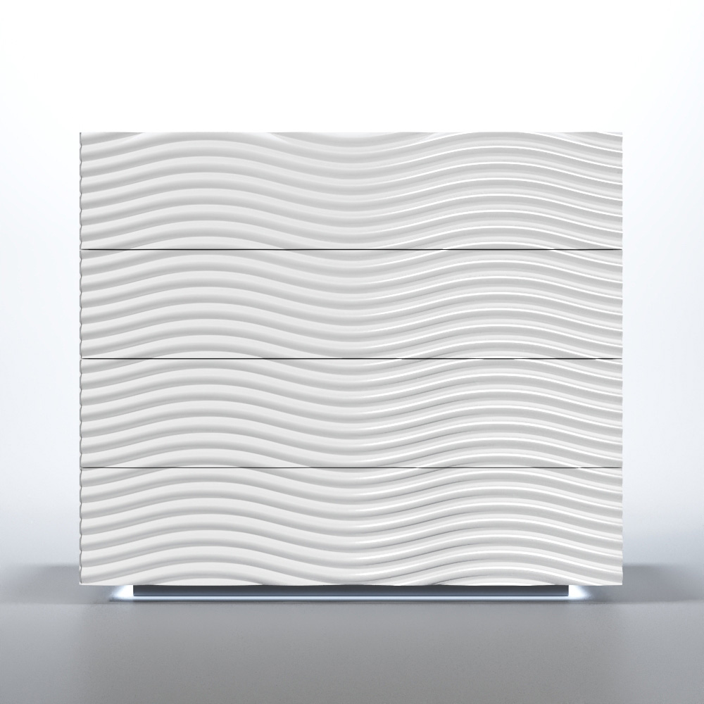 Franco Wave Single Dresser With Light - White