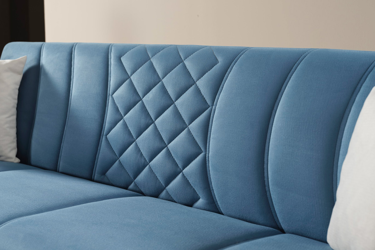 Furnia Berre Convertible Sleeper Sofa - Blue, Fabric