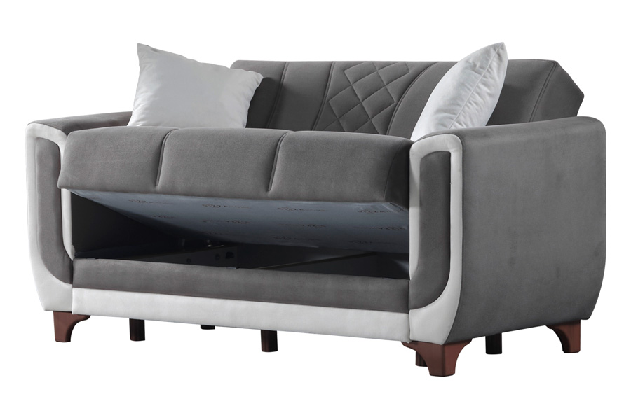 Furnia Berre Convertible Sleeper Loveseat - Gray, Fabric