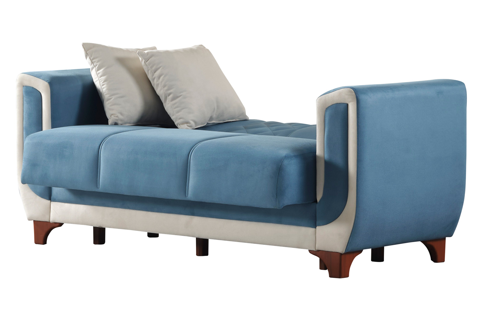 Furnia Berre Convertible Sleeper Loveseat - Blue, Fabric