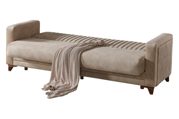 Furnia - Line Convertible Sleeper Sofa in Cream, Fabric