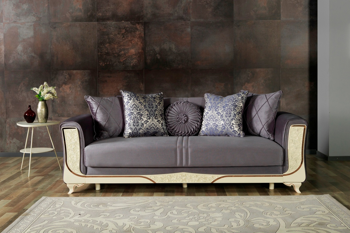 Furnia - Carmen Convertible Sleeper Sofa in Gray, Fabric