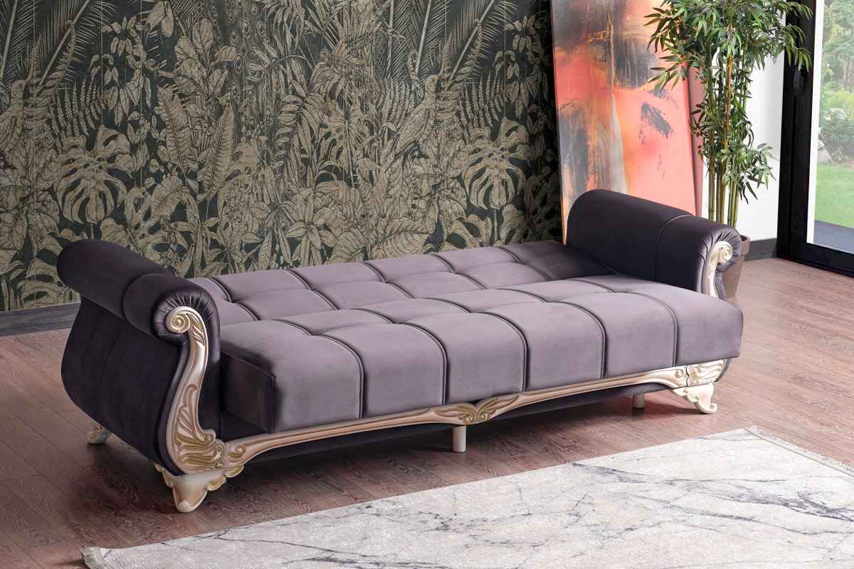 Furnia Karizma Convertible Sleeper Sofa - Anthracite, Fabric