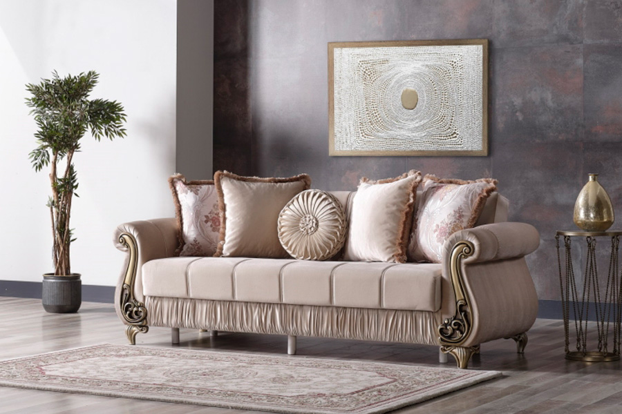 Furnia - Rustik Convertible Sleeper Sofa in Beige, Fabric