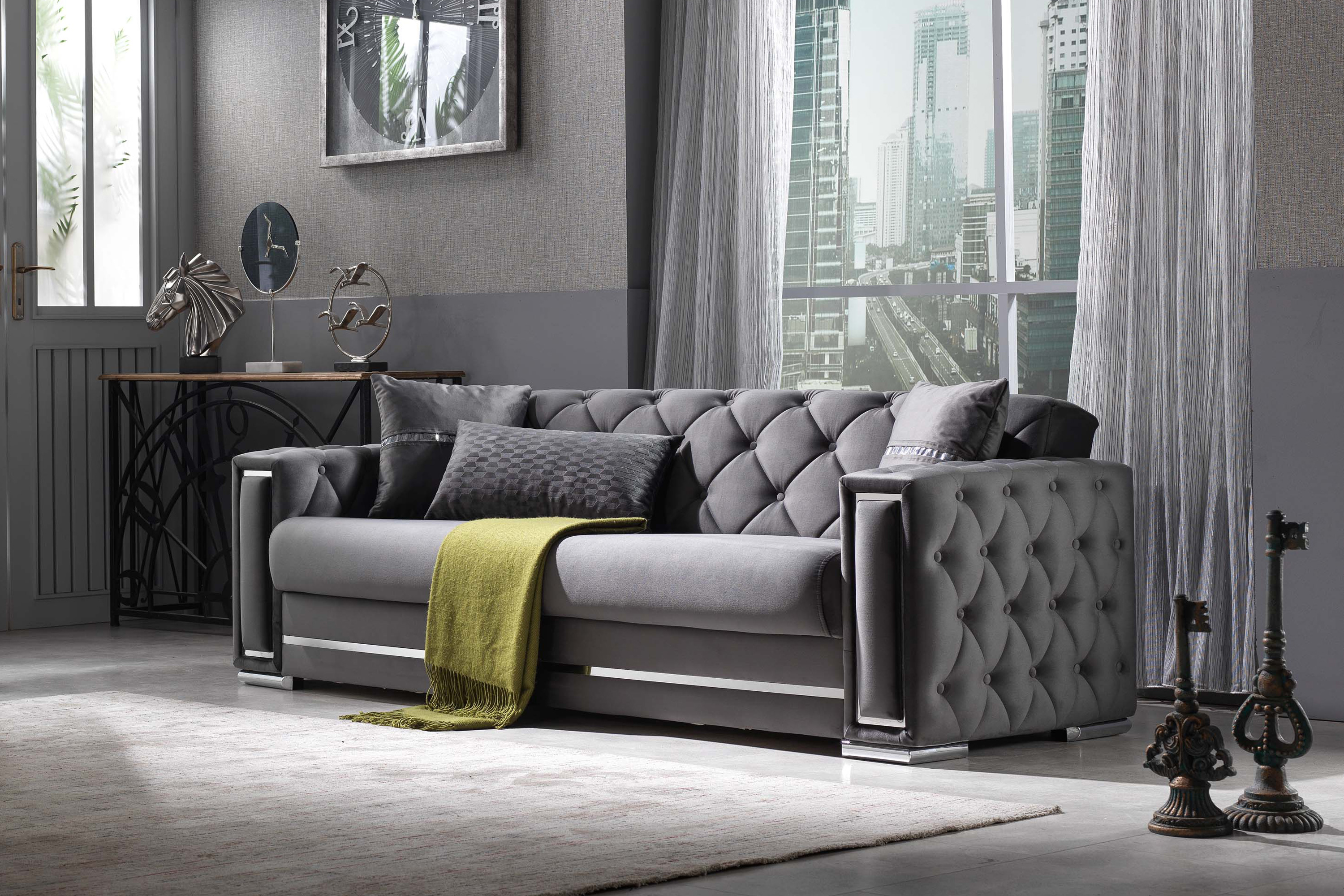 Furnia Bolivya Convertible Sleeper Sofa - Gray, Fabric