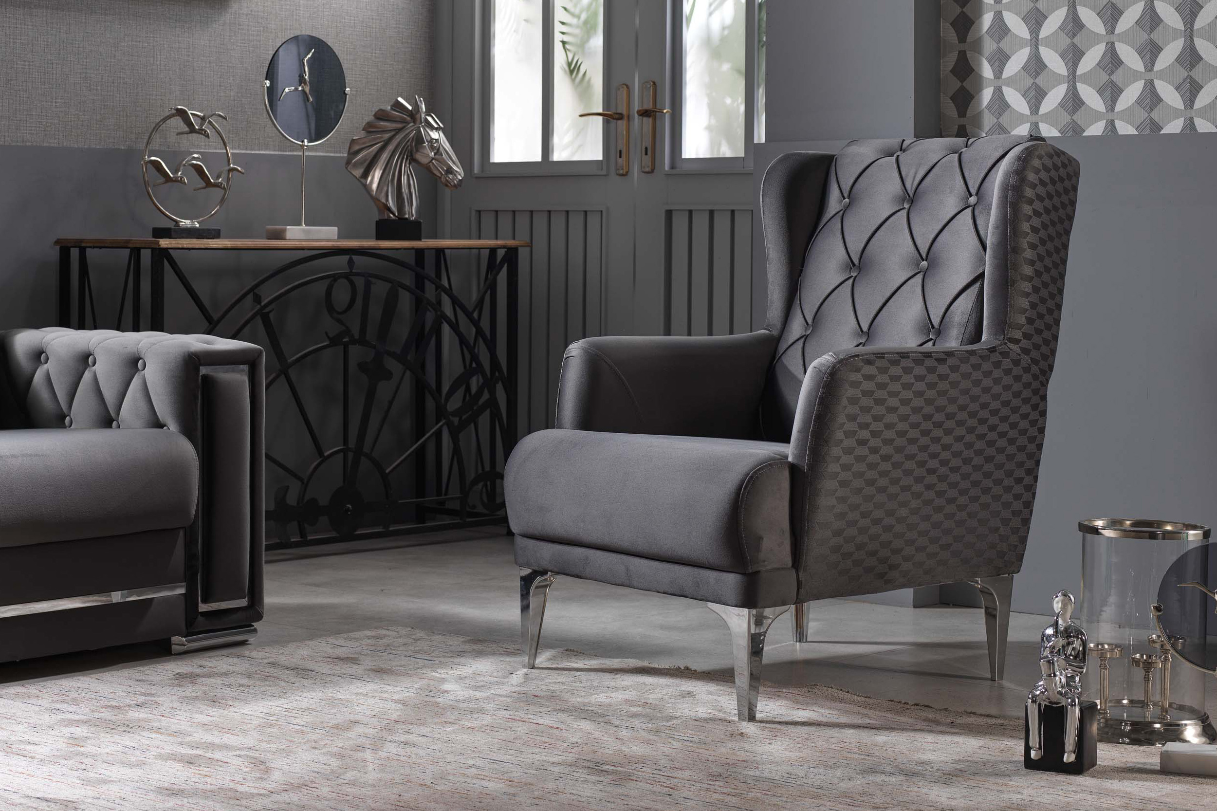 Furnia™ Bolivya Armchair - Gray, Fabric