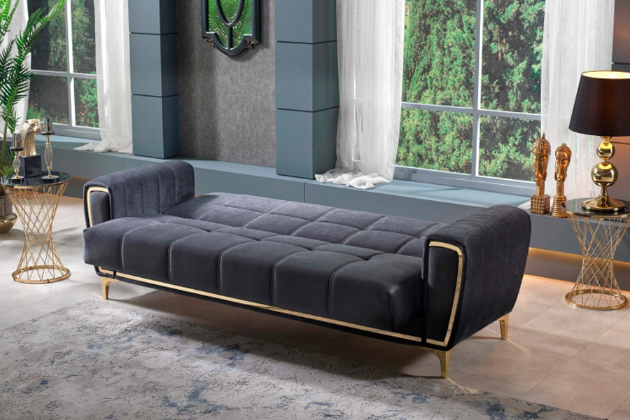 Furnia - Boston Convertible Sofa in Anthracite, Fabric