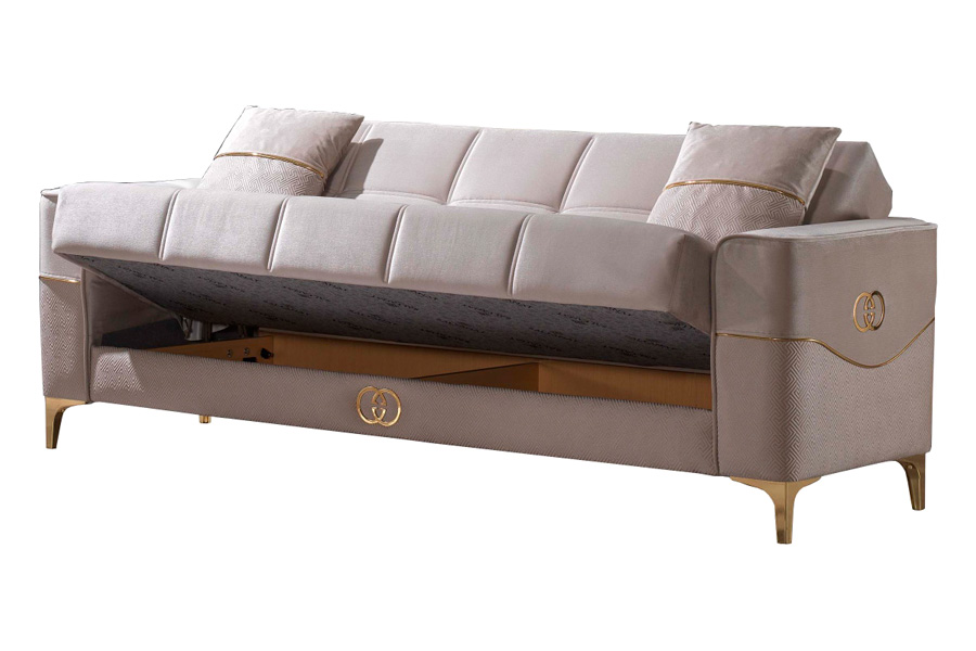 Furnia - Clara Convertible Sofa in Beige, Fabric