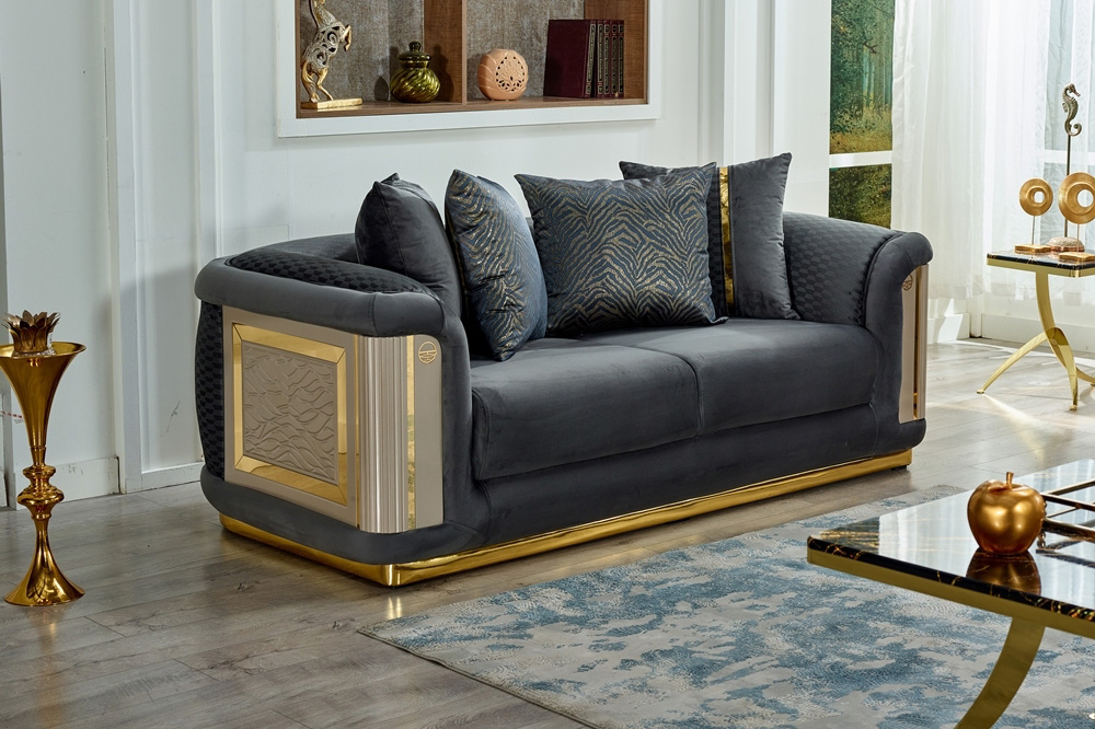 Furnia Elegance Stationary Loveseat - Dark Gray, Fabric