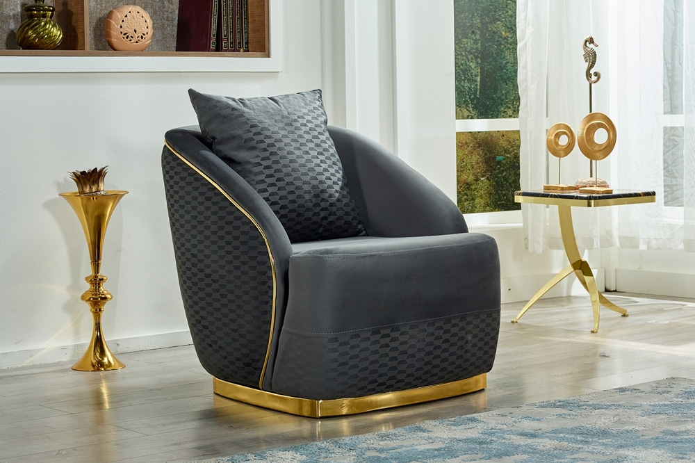 Furnia™ Elegance Armchair - Dark Gray, Fabric