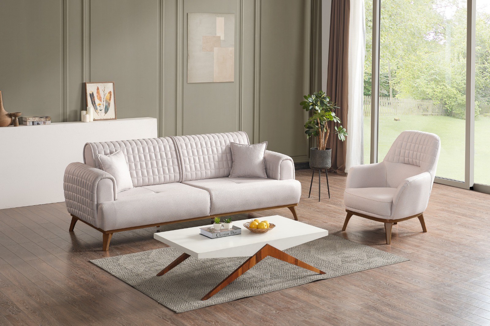 Furnia - Hisar Convertible Sofa in Gray, Fabric