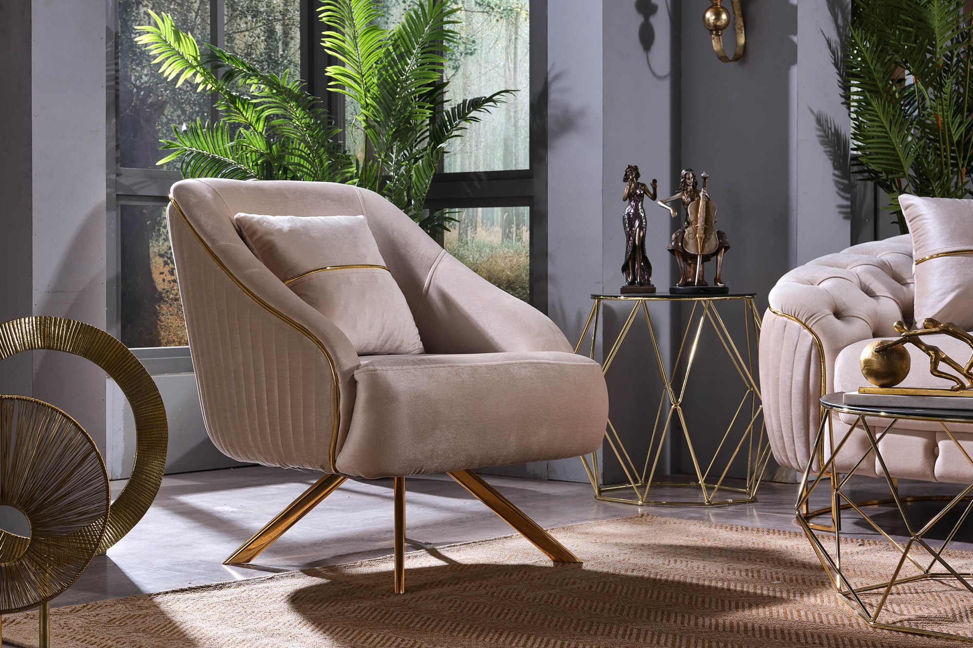 Furnia™ Lucas Armchair - Beige, Fabric