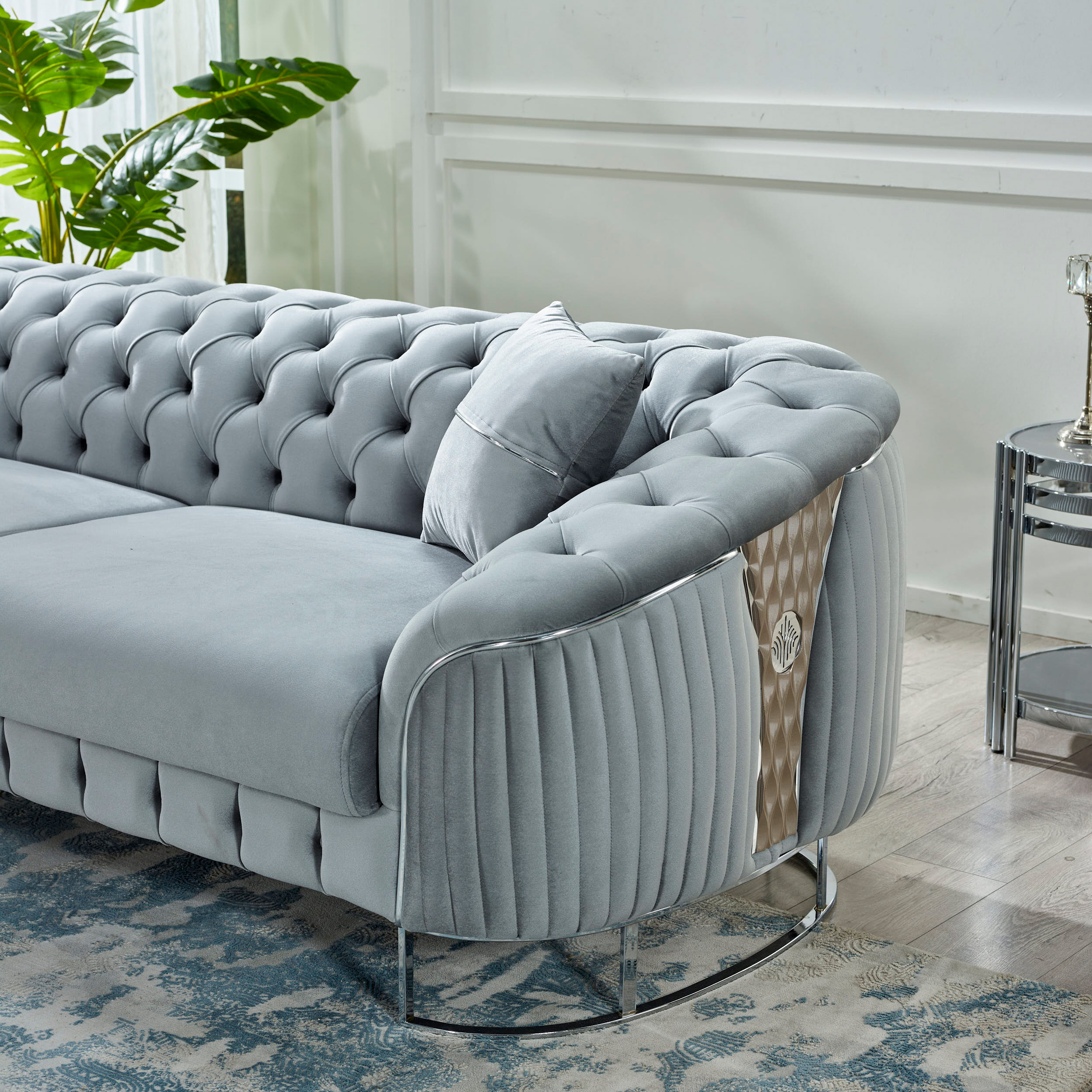 Furnia Lucas Stationary Loveseat - Light Gray, Fabric