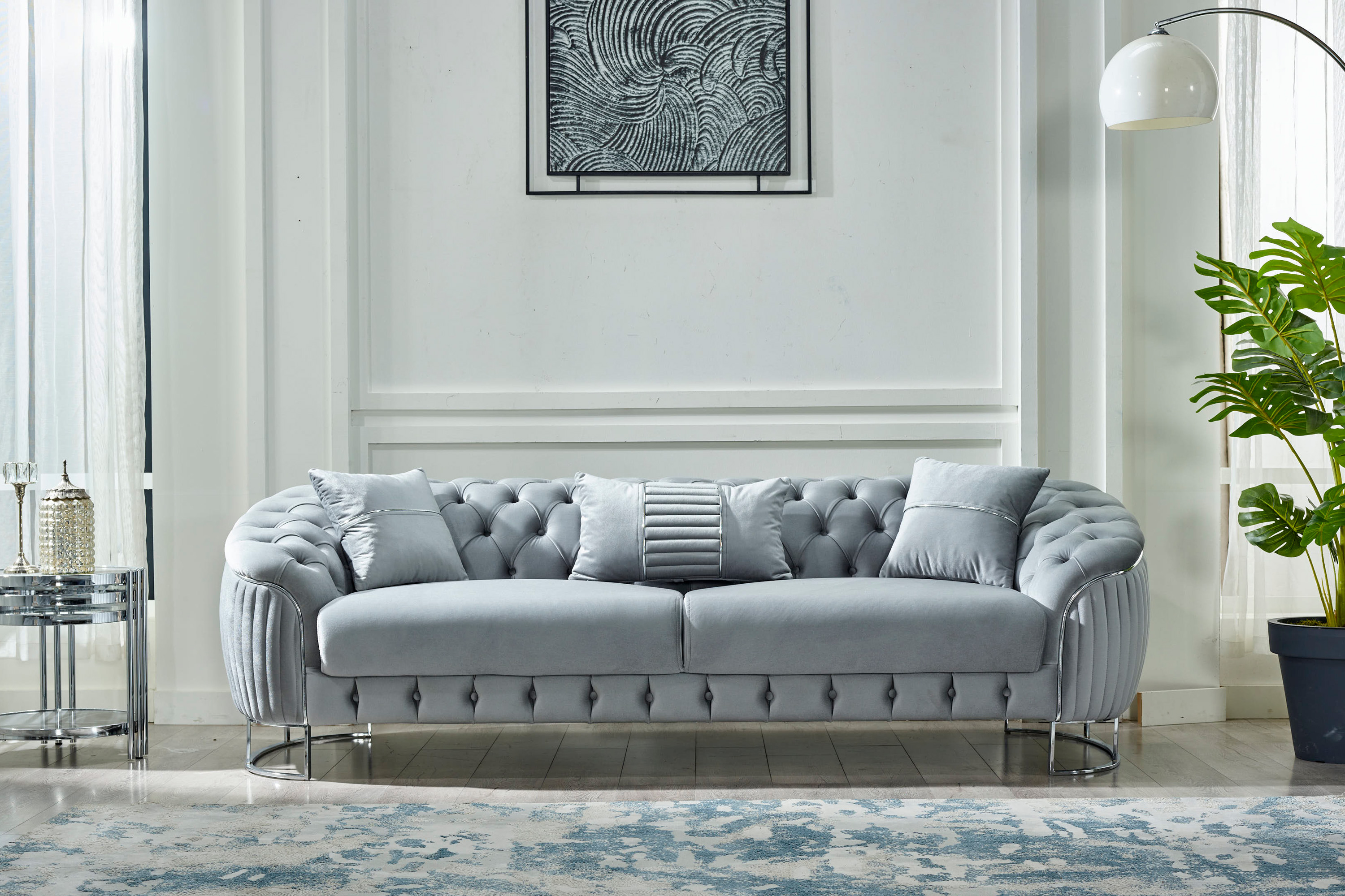 Furnia Lucas Stationary Sofa - Light Gray, Fabric