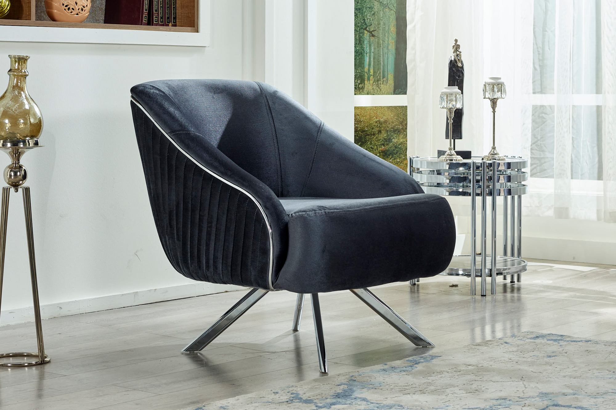 Furnia™ Lucas Armchair - Dark Gray, Fabric