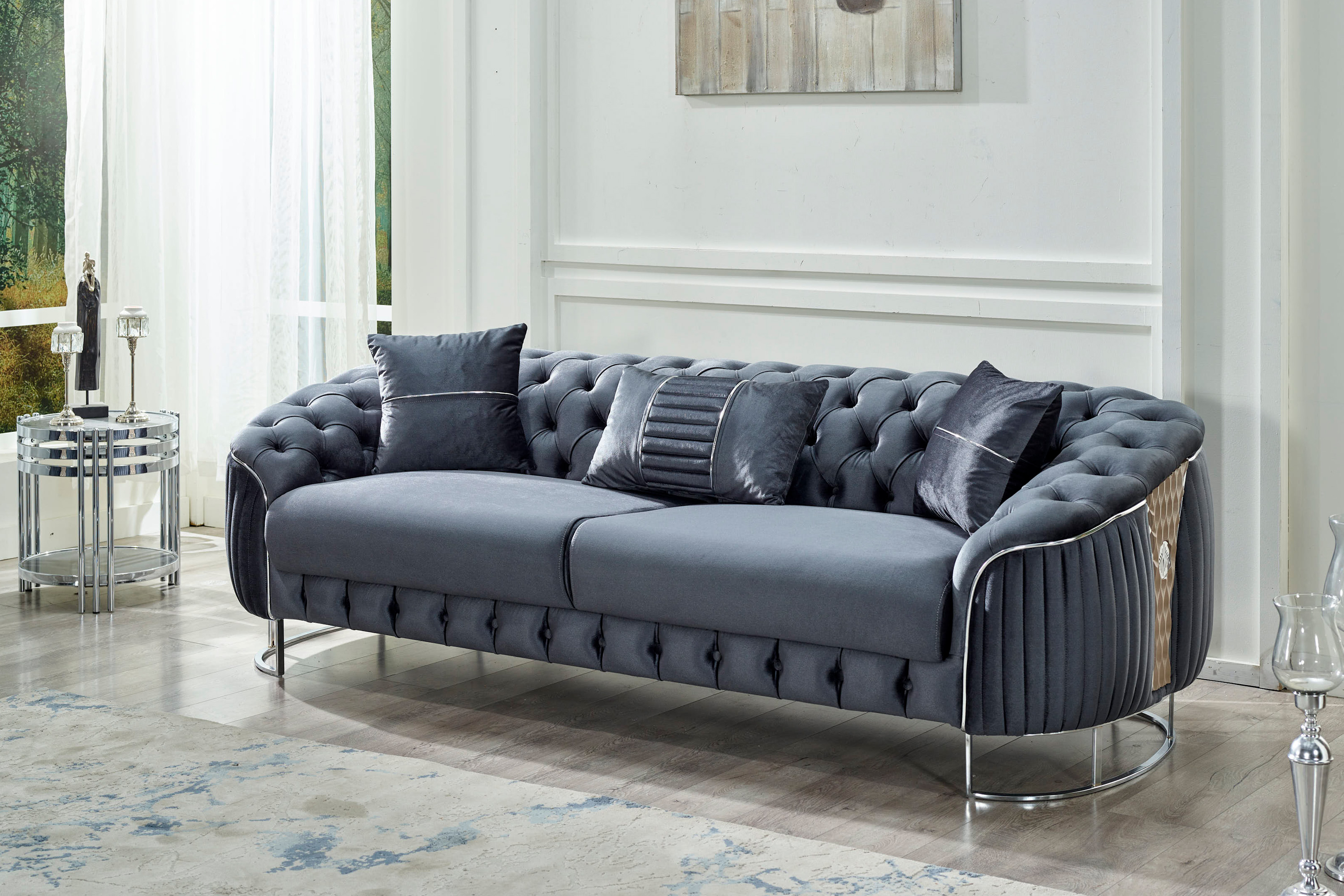 Furnia Lucas Stationary Sofa - Gray, Fabric