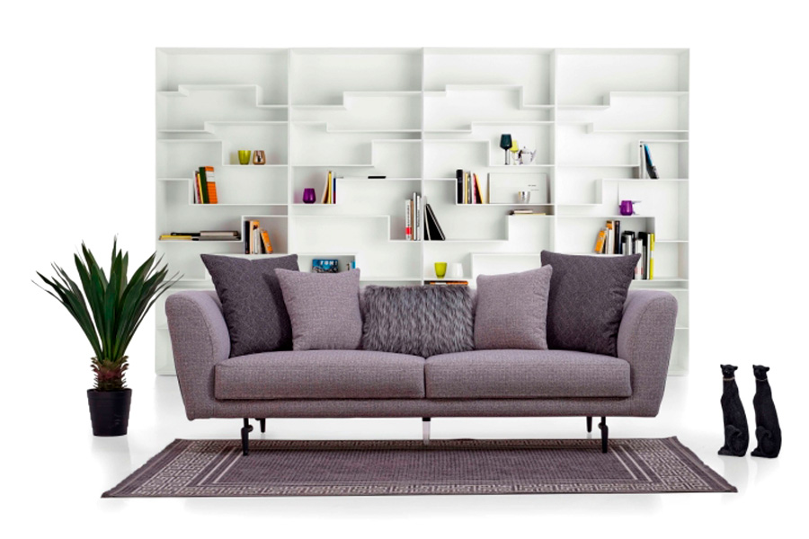 Furnia - Modena Stationary Sofa in Gray, Fabric