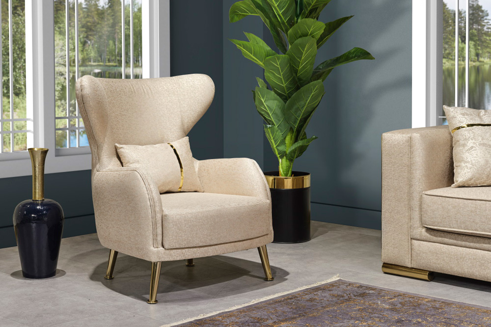 Furnia - Napoli Armchair in Cream, Fabric