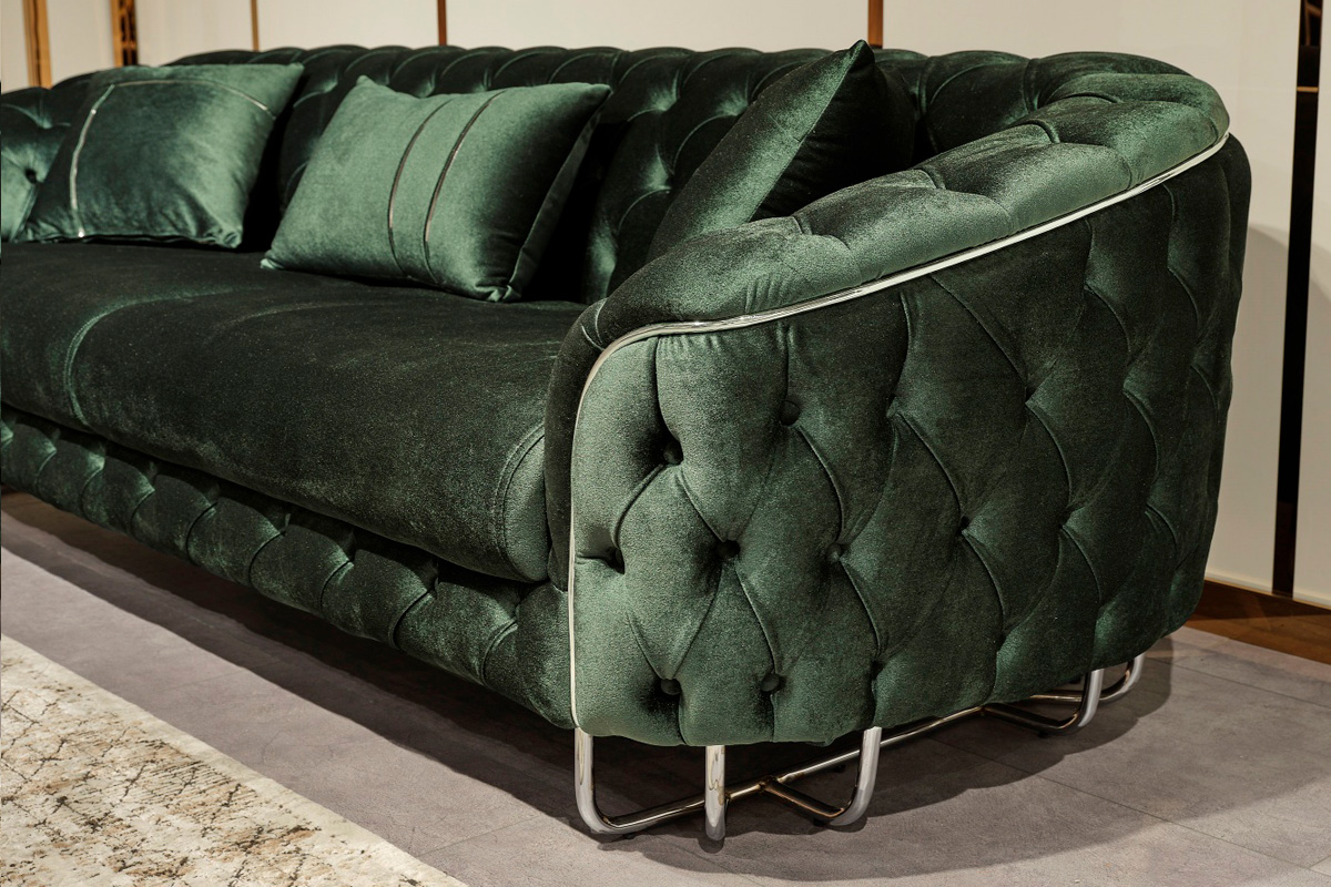 Furnia Nova Stationary Sofa - Green, Fabric