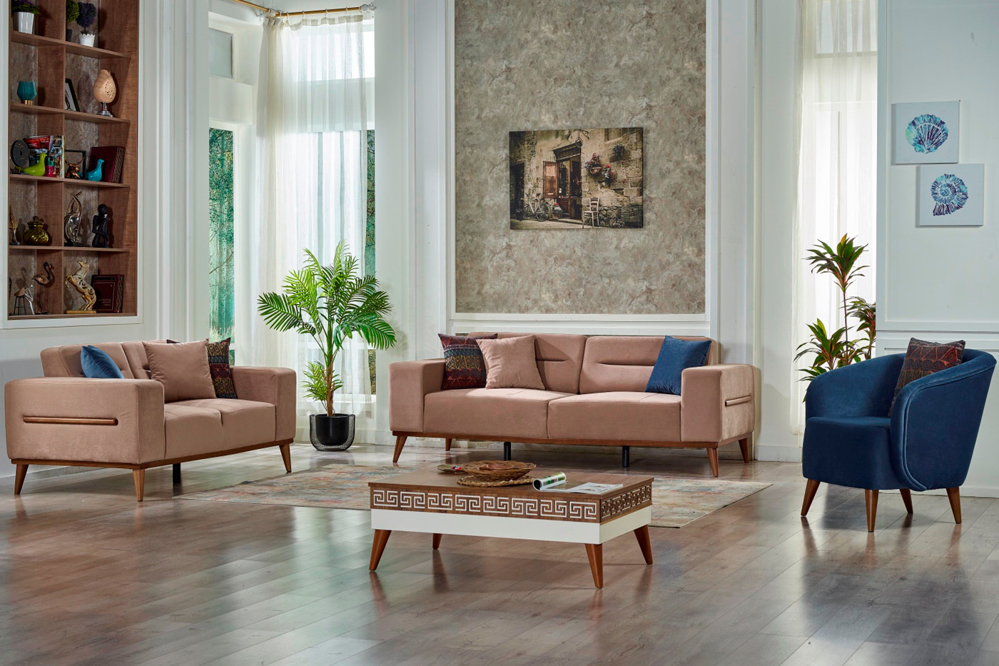 Furnia - Odesa Convertible Sleeper Sofa in Brown, Fabric