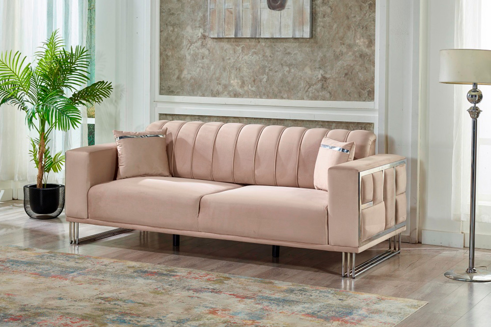 Furnia Puzzle Convertible Sleeper Sofa - Cream, Fabric