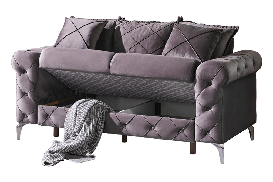 Furnia Riva Convertible Loveseat - Gray, Fabric