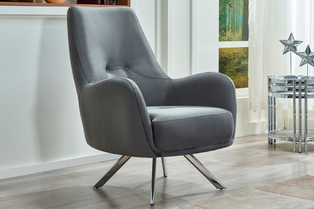 Furnia™ Rolex Armchair - Gray, Fabric