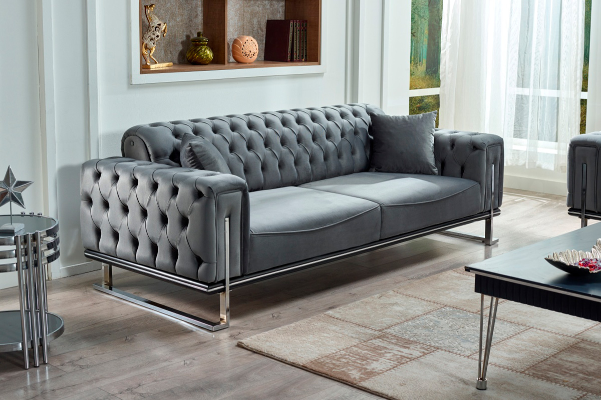 Furnia - Rolex Convertible Sofa in Gray, Fabric