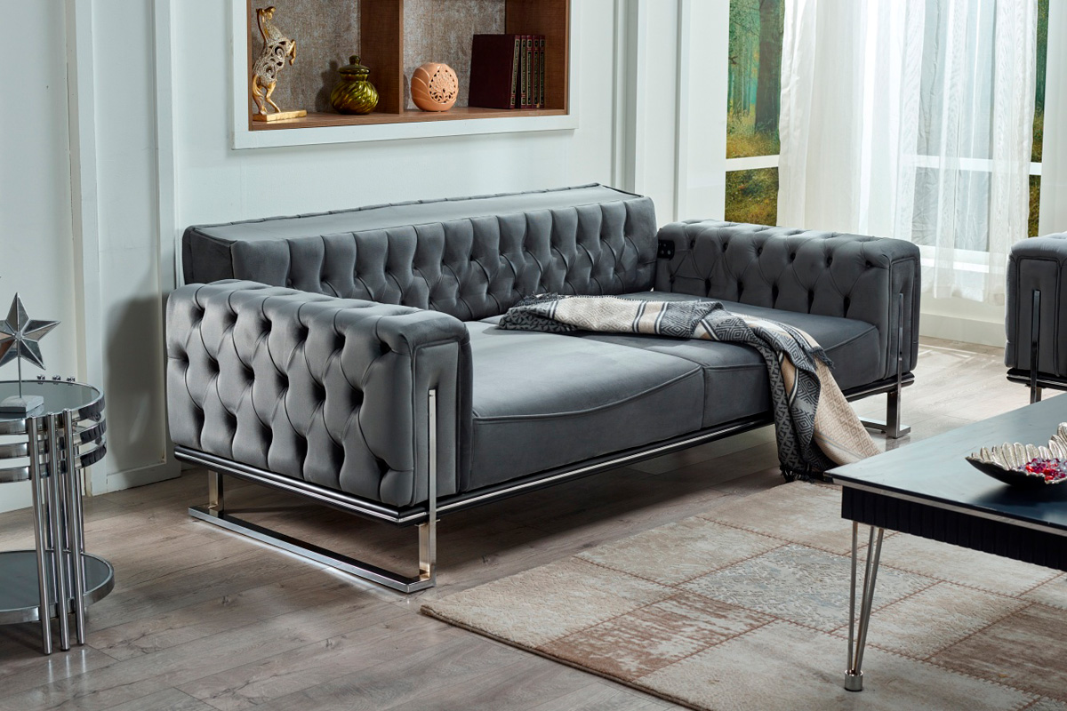 Furnia - Rolex Convertible Sofa in Gray, Fabric