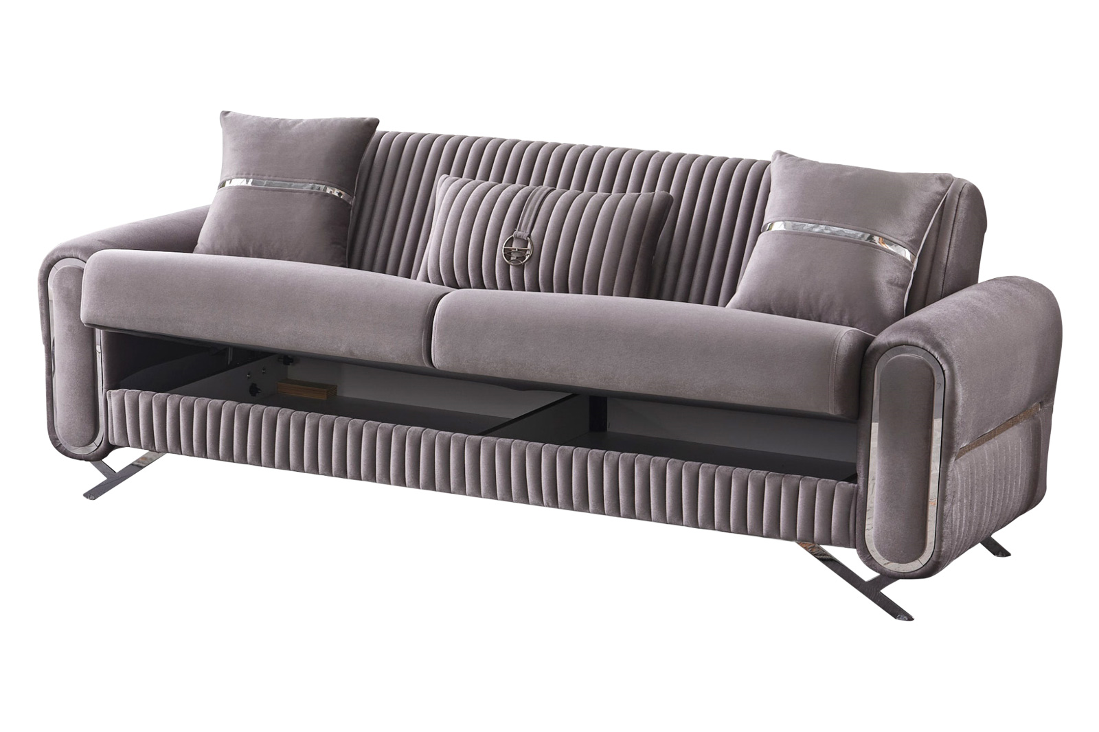 Furnia Royal Convertible Loveseat - Light Gray, Fabric