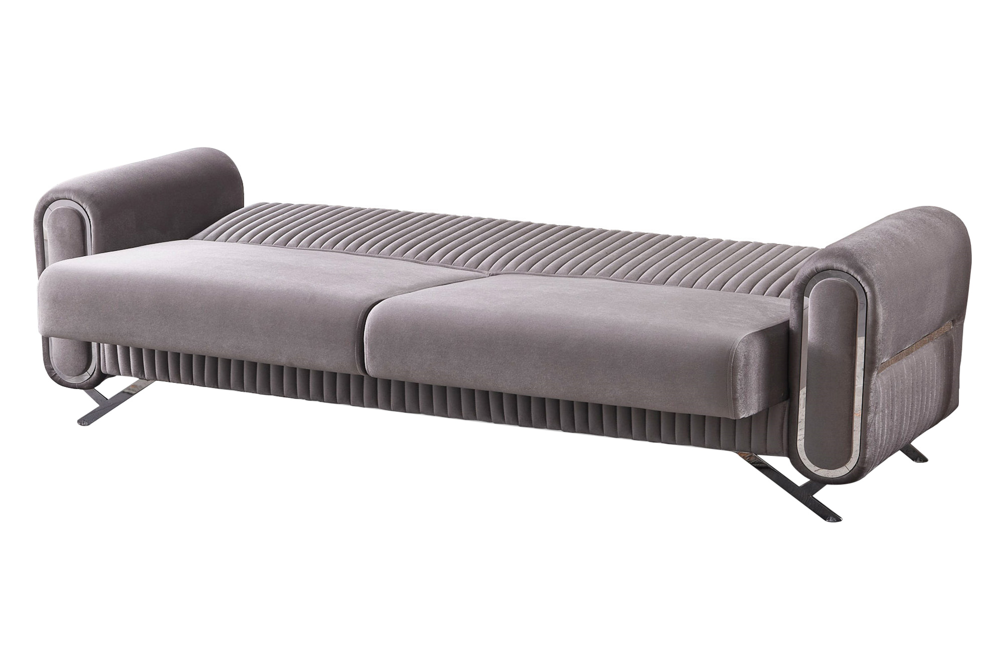 Furnia Royal Convertible Loveseat - Light Gray, Fabric