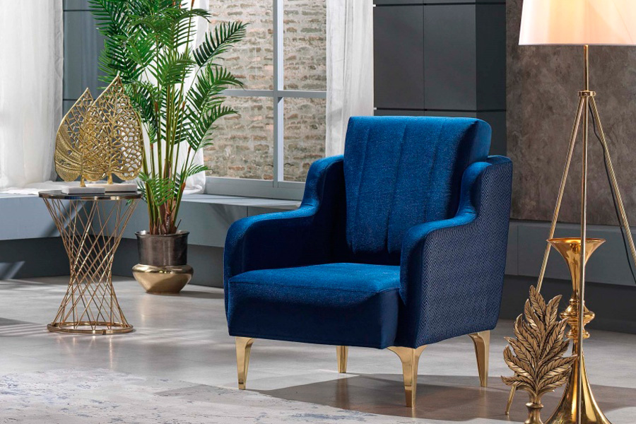 Furnia - Toledo Armchair in Blue, Fabric