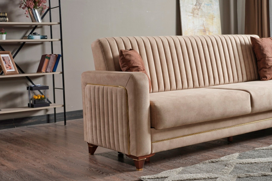 Furnia - Line Modular Right Facing Sectional in Cream, Fabric