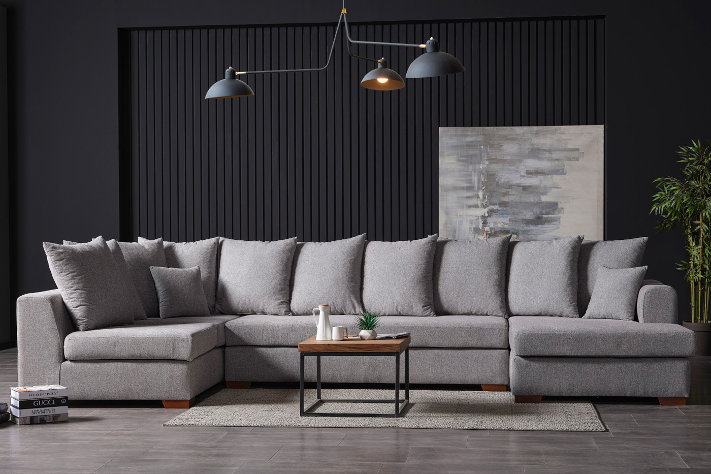 Furnia Havana Modular Right Facing Sectional - Gray, Fabric