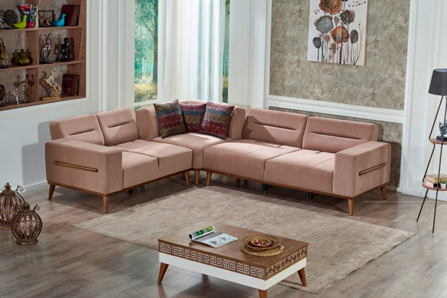 Furnia - Odesa Modular Left Facing Sectional in Brown, Fabric