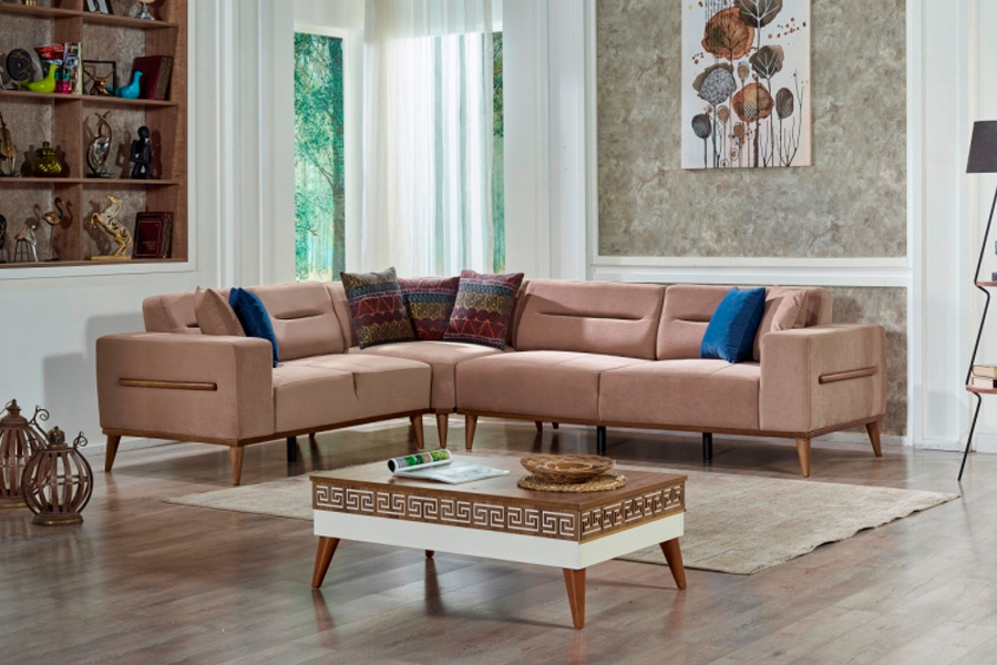 Furnia - Odesa Modular Left Facing Sectional in Brown, Fabric