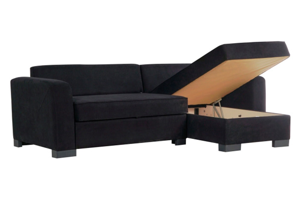 Furnia - Veneto Modular Right Facing Sectional in Black, Fabric