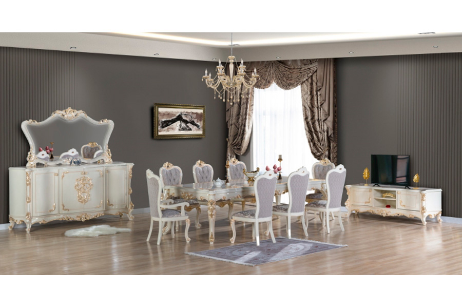 Furnia Kelebek 104" Dining Table - Cream