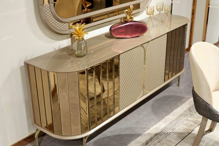 Furnia - Madrid Console with Mirror in Gold