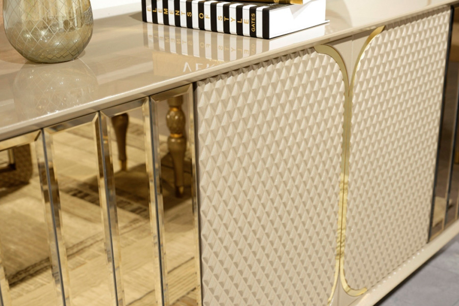 Furnia - Madrid Console with Mirror in Gold