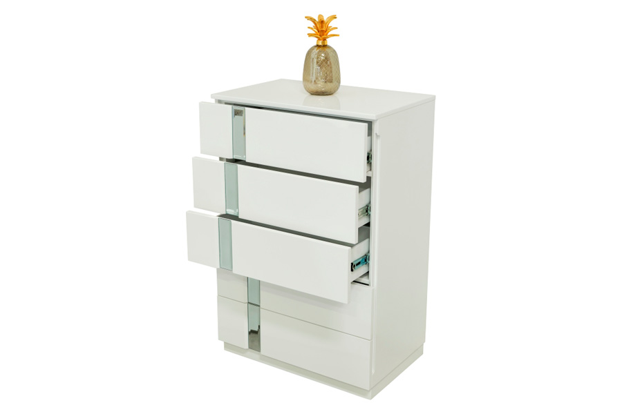 Furnia - Sienna Chest with 5 Drawers in White, Wood