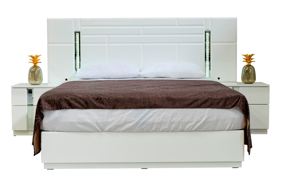 Furnia Sienna King Size Bed with Headboard - White