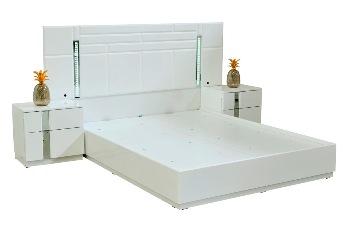 Furnia Sienna Queen Size Bed with Headboard - White