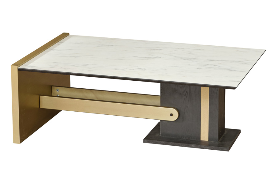 Furnia - Pendik Rectangle Coffee Table in Cream/Gold