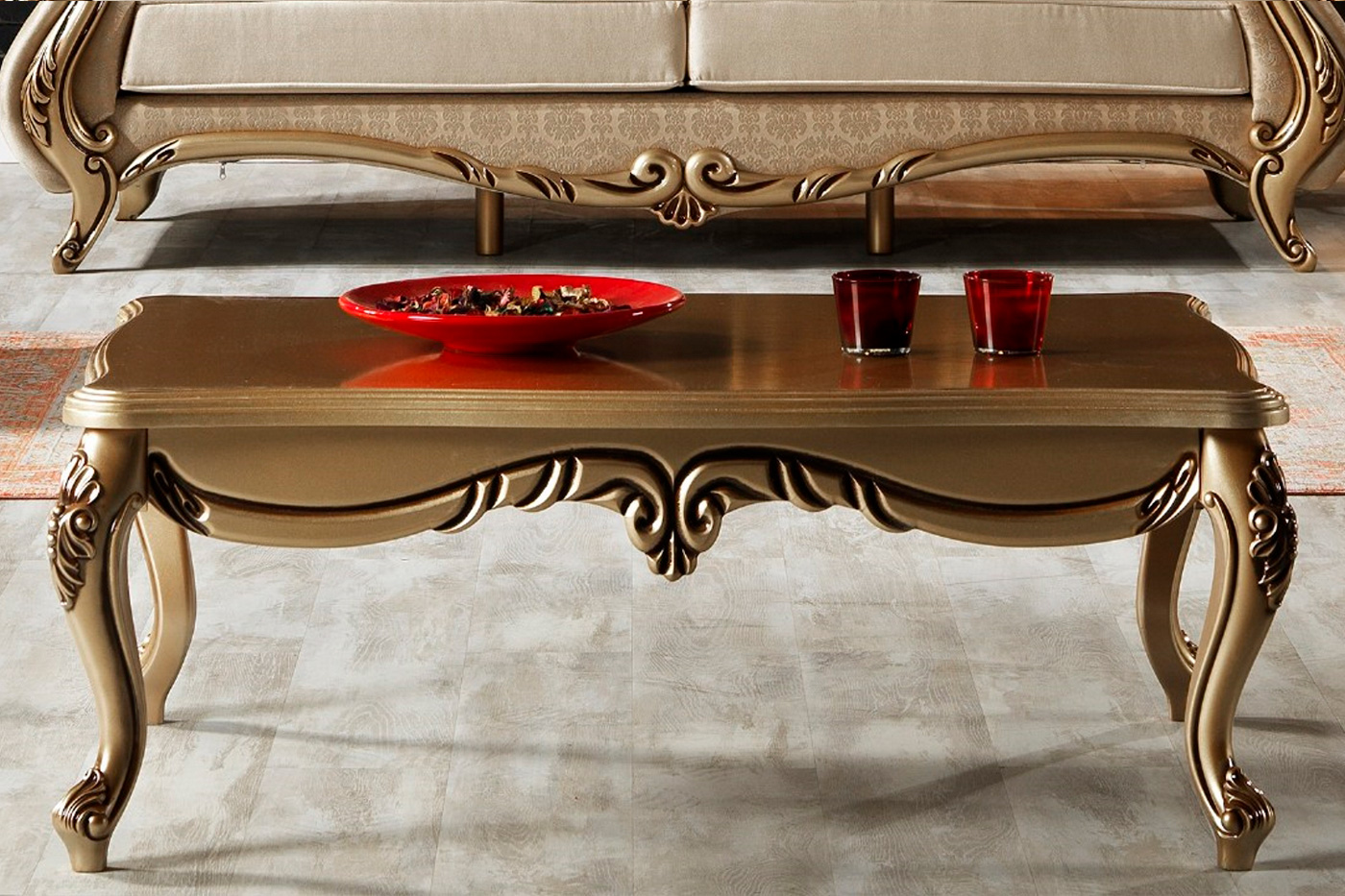 Furnia Rumeli Rectangle Coffee Table - Gold