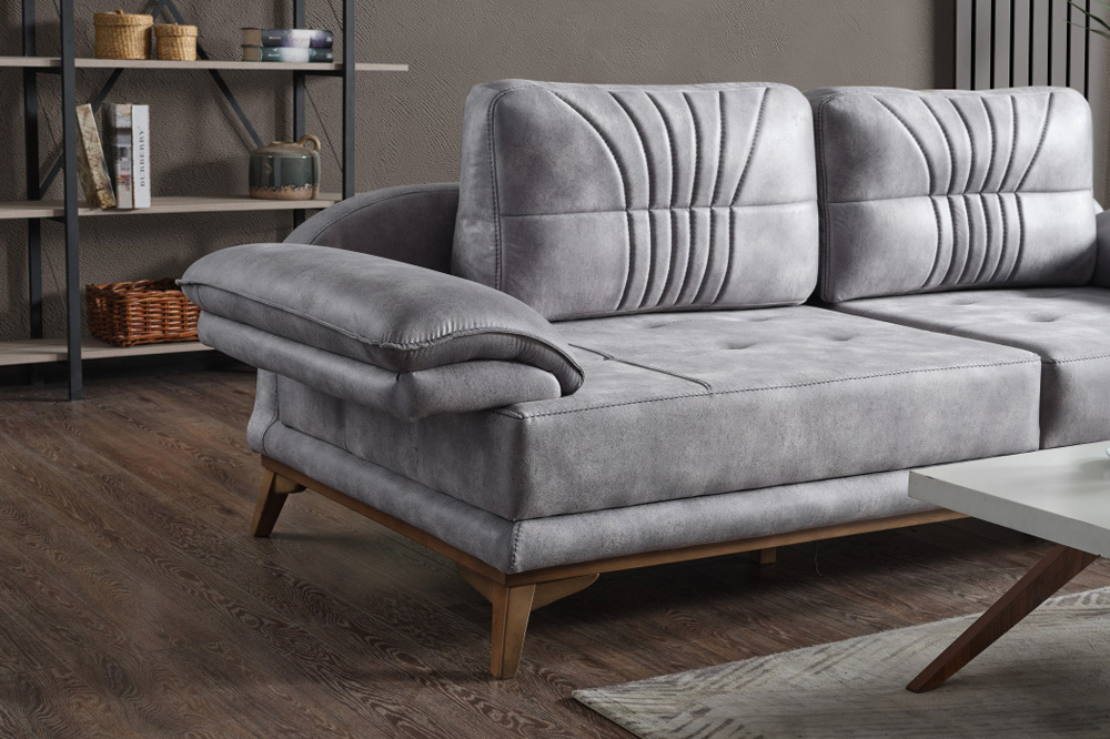 Furnia Golf Convertible Sofa - Silver, Fabric