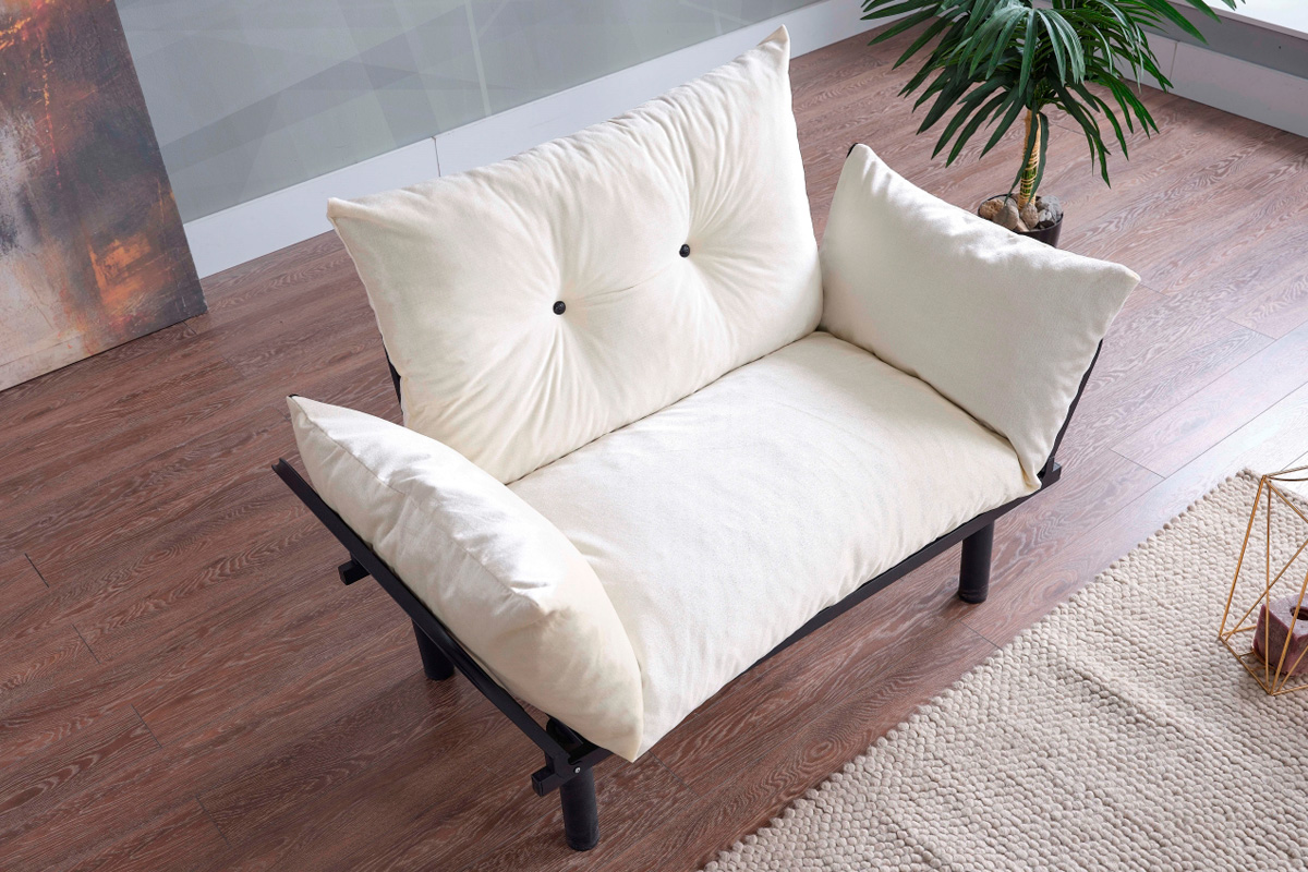 Furnia Sona Stationary Loveseat - Cream, Fabric