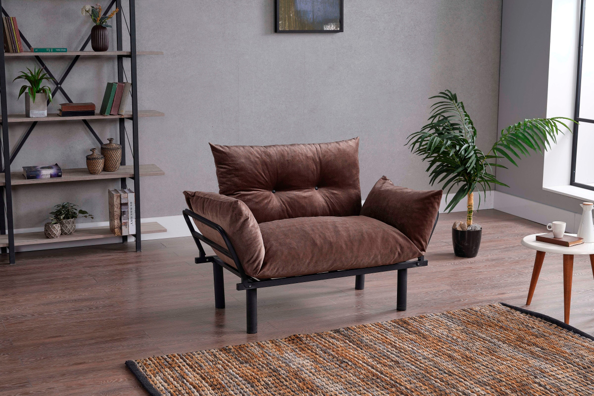 Furnia Sona Stationary Loveseat - Brown, Fabric