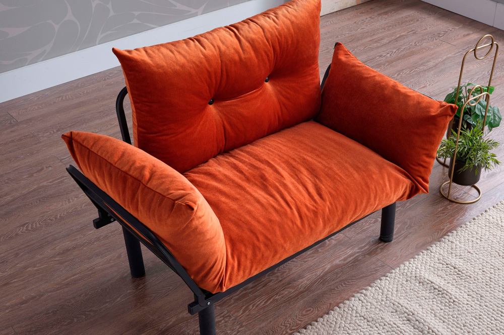 Furnia Sona Stationary Loveseat - Orange, Fabric